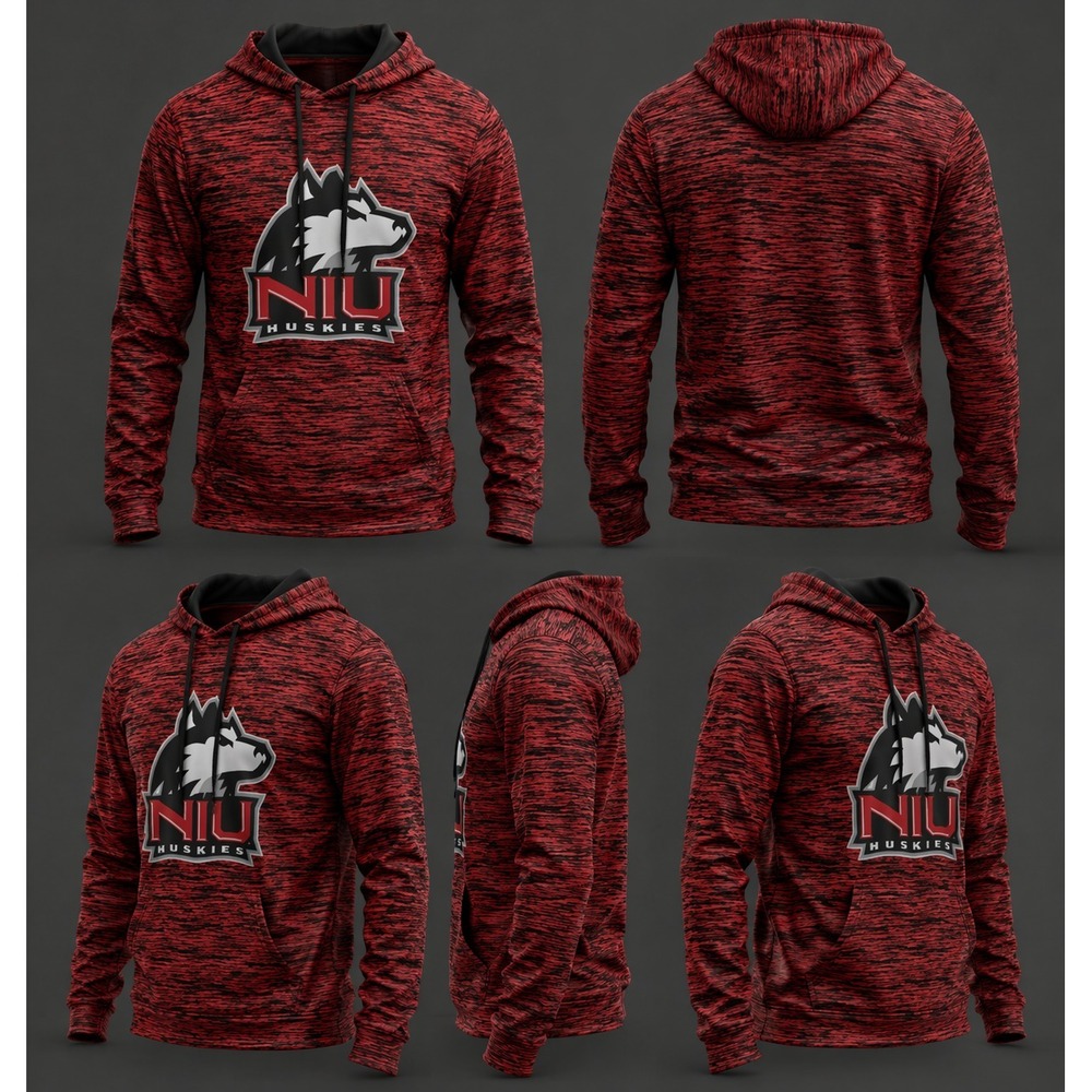 NIU Huskies Hoodie Mens Large Red Black Pullover Athletic Performance